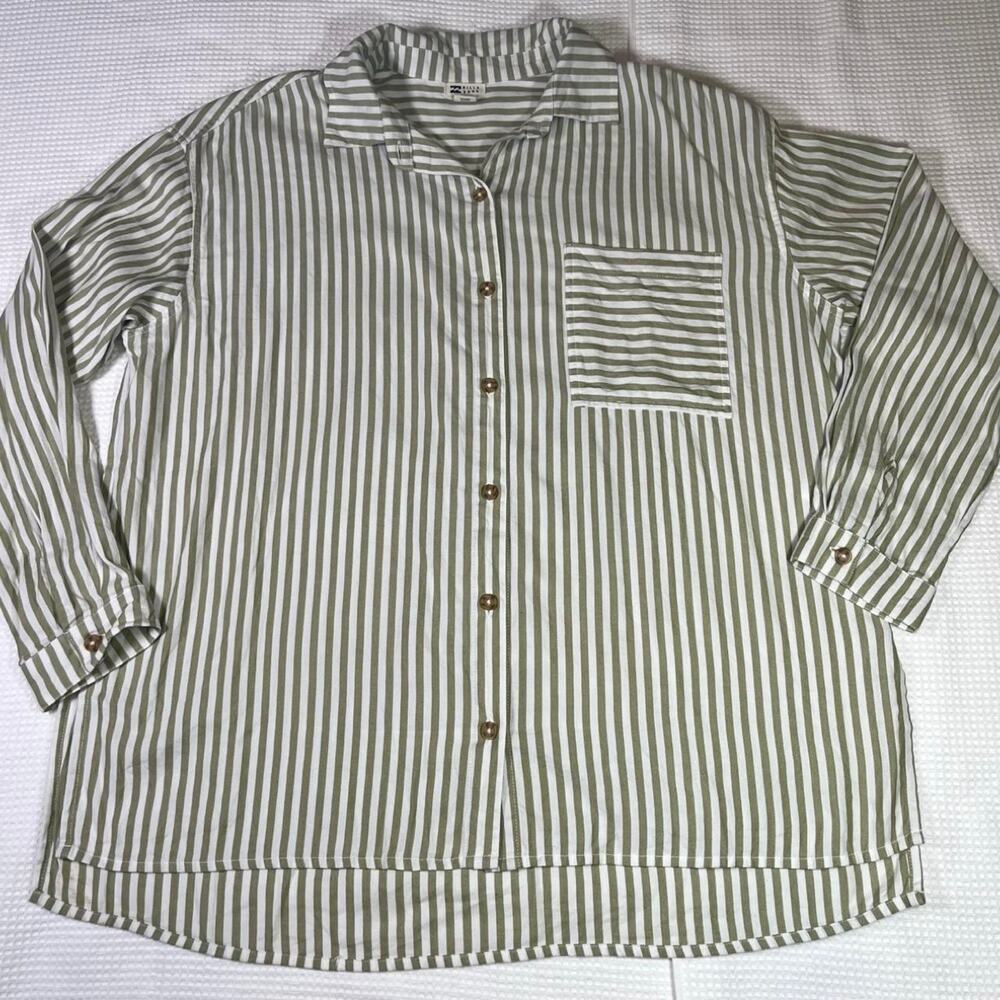Billabong green and white striped